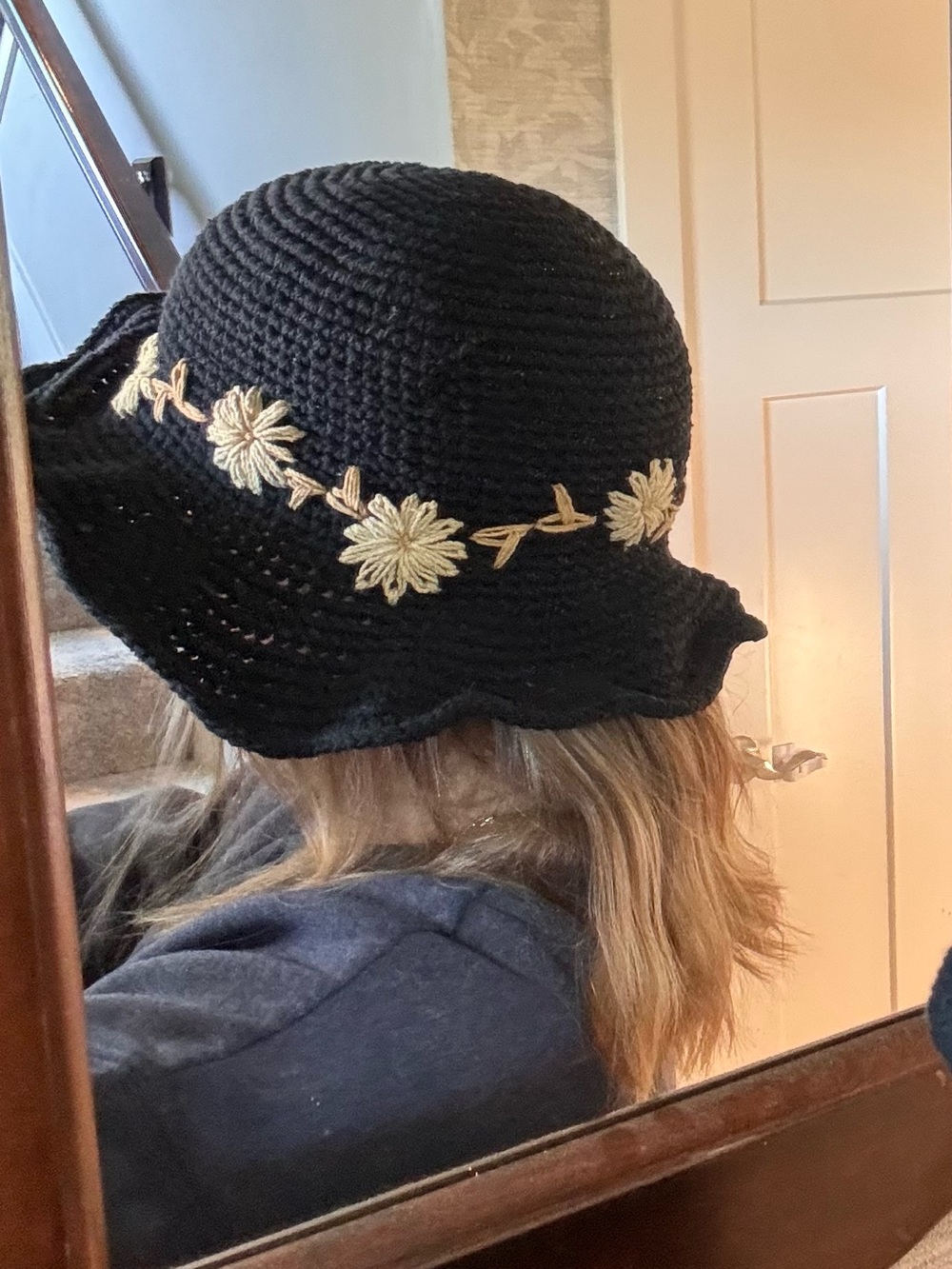 MANY HANDS "Fleur" Natural Sun Hat Cotton Hemp Boho Floral Hand-Crocheted Wire - Picture 2 of 6